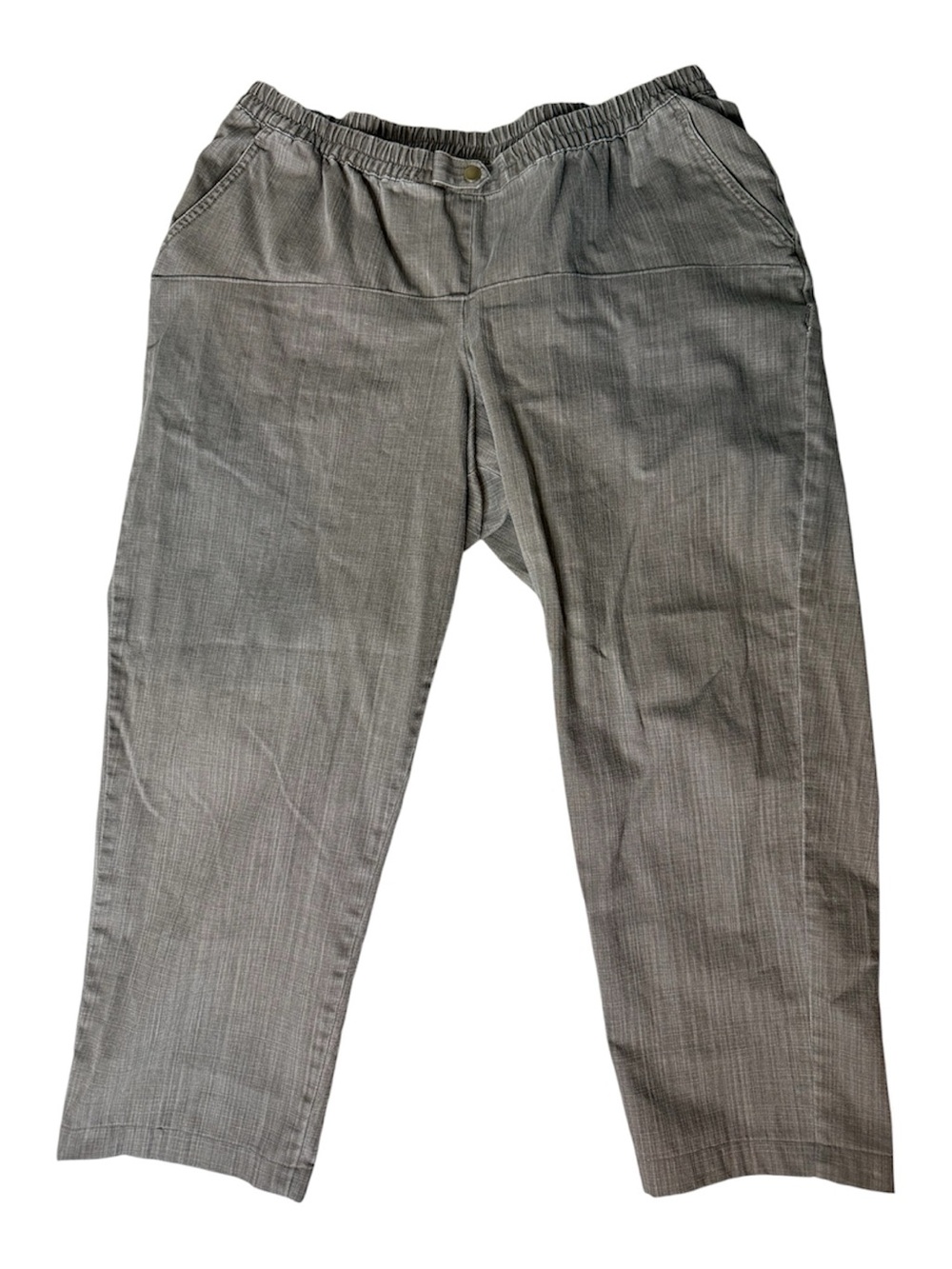 NANCY BOLEN CITY GIRL Taupe Capri Pants Lightweight Pockets Stretchy Waist 16W